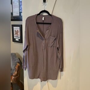 Gentle Fawn Ribbed Romper in A Mauvey Brown